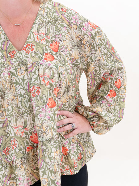 Floral Bubble Sleeve Top by Entro