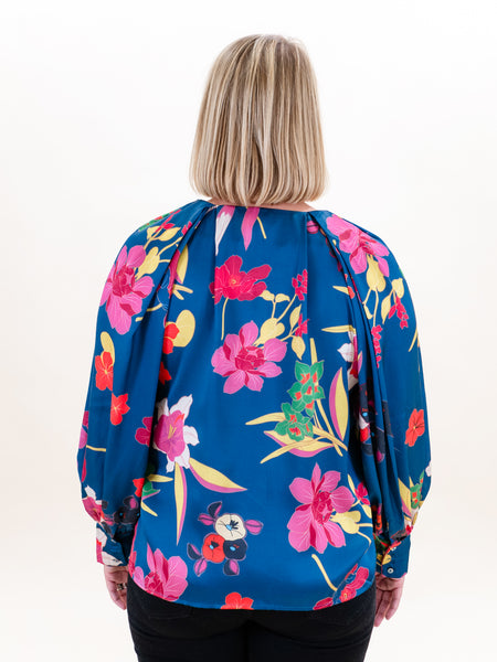 Long Sleeve Floral Top Teal by Entro