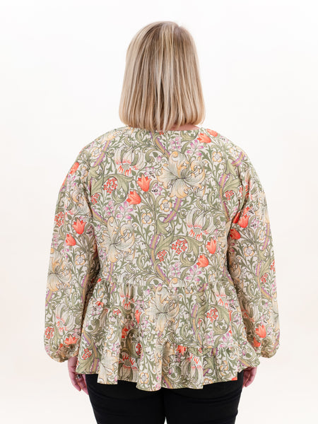 Floral Bubble Sleeve Top by Entro