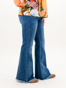 High Rise Tummy Control Frayed Hem Flare by Judy Blue