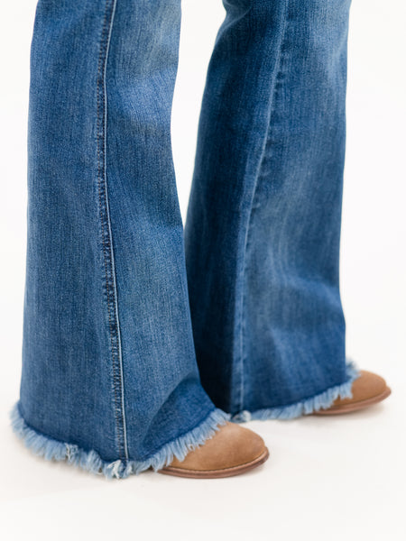 High Rise Tummy Control Frayed Hem Flare by Judy Blue