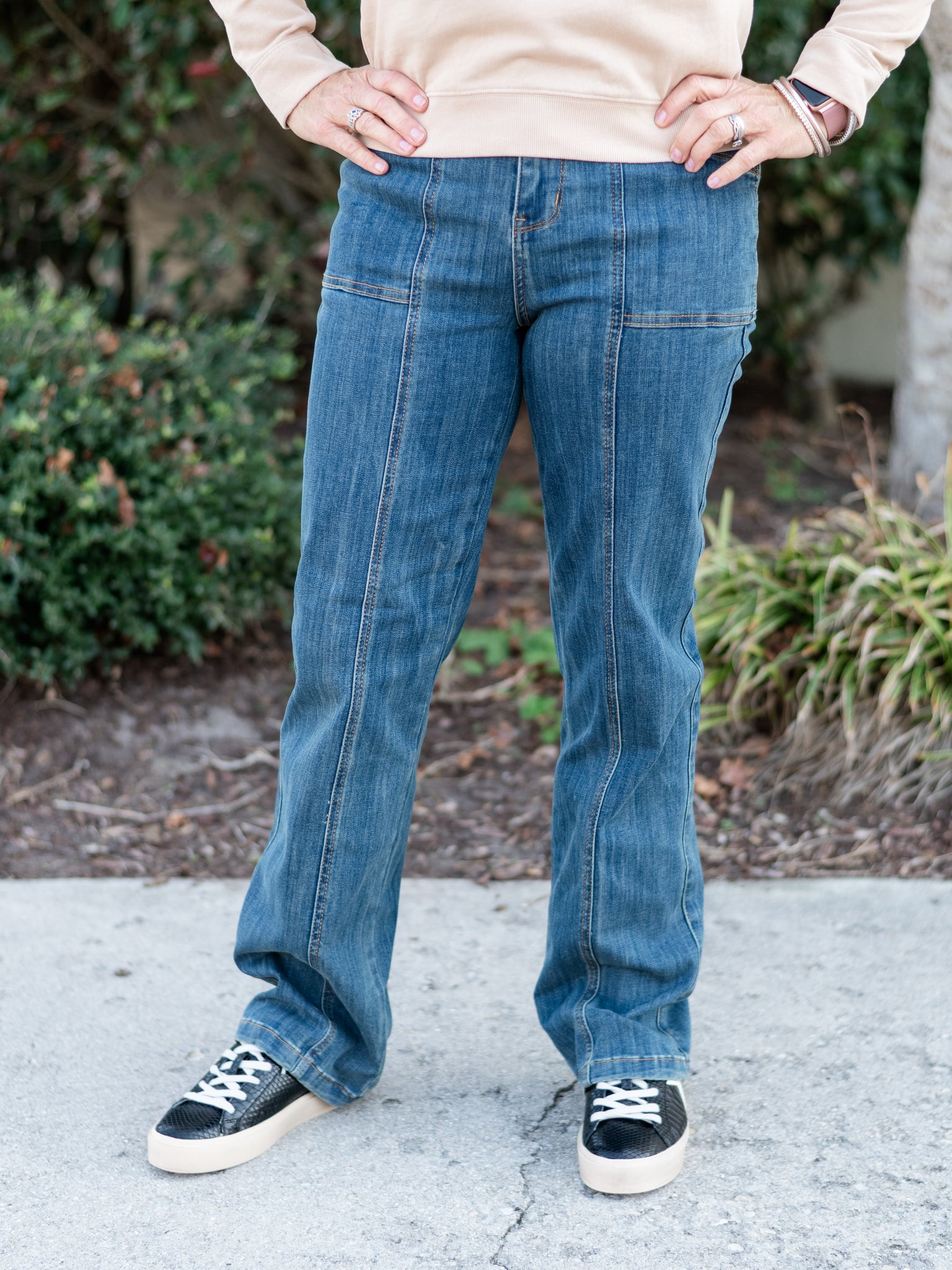 High Rise Elastic Waist Band Straight by Judy Blue