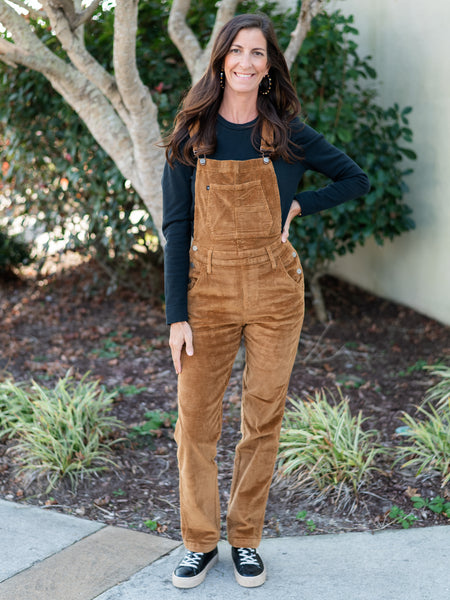 Camel Corduroy Overall Straight Leg by Judy Blue