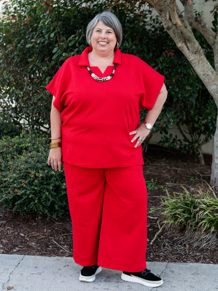 Textured Crop Sweatpant Red by See & Be Seen