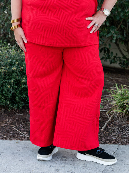 Textured Crop Sweatpant Red by See & Be Seen