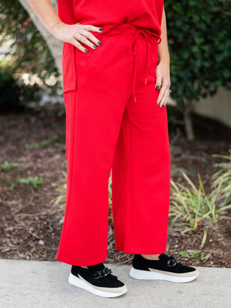 Textured Crop Sweatpant Red by See & Be Seen