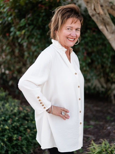 Ruffle Trim Top by Multiples