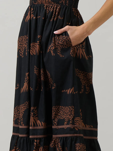 Zenzi Jungle Ordy Smocked Midi Dress by Sugarlips