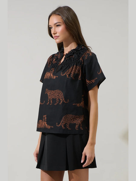 Zenzi Jungle Darthy Smocked Top by Sugarlips