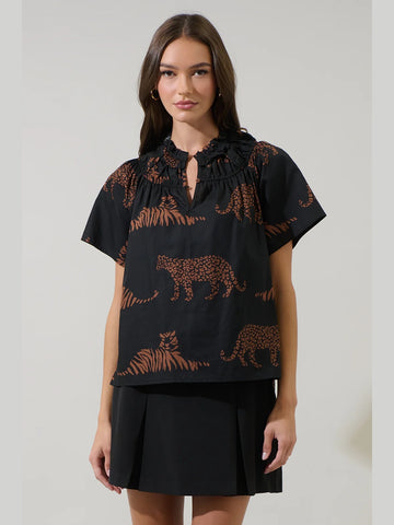 Zenzi Jungle Darthy Smocked Top by Sugarlips