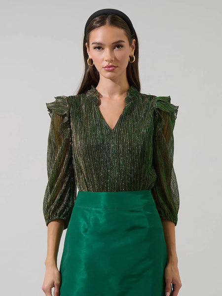 Senoviah Shiny Ruffle Blouse by Sugarlips