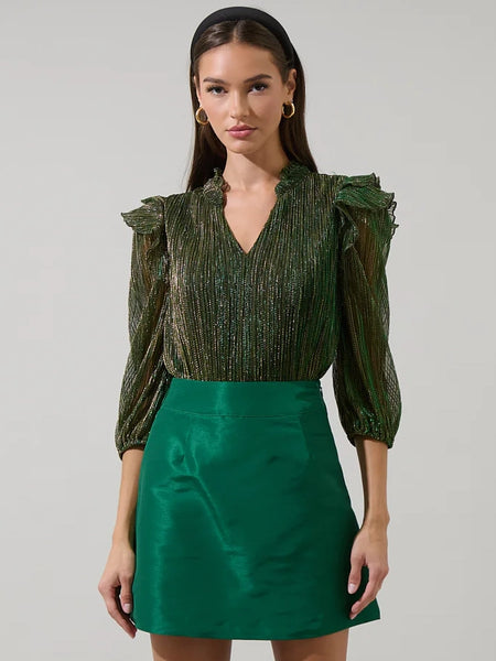 Senoviah Shiny Ruffle Blouse by Sugarlips