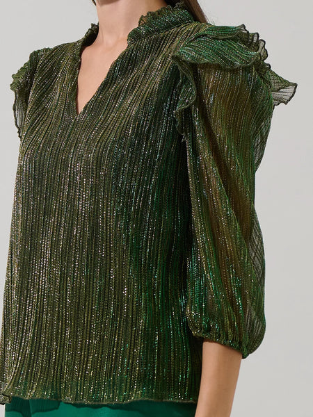 Senoviah Shiny Ruffle Blouse by Sugarlips