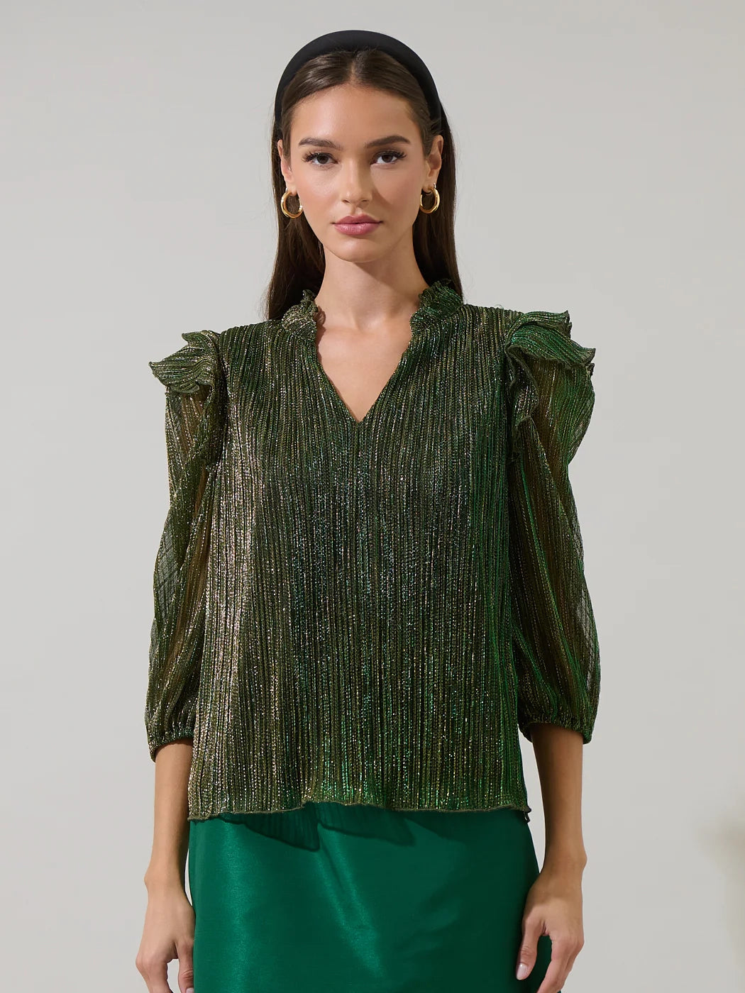 Senoviah Shiny Ruffle Blouse by Sugarlips