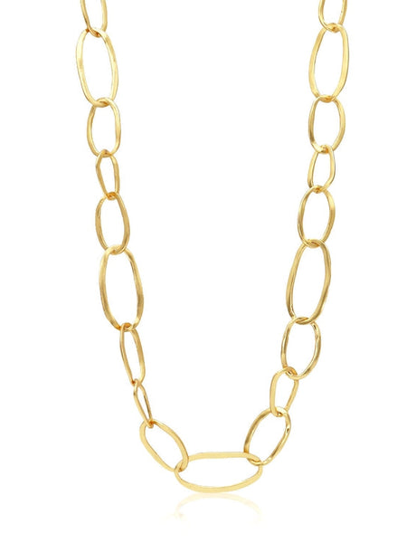 Oval Links Long Necklace Gold