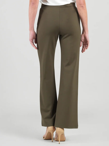 Rayon-Ponte Knit Loose Leg Pocket Pant Olive by Clara Sun Woo