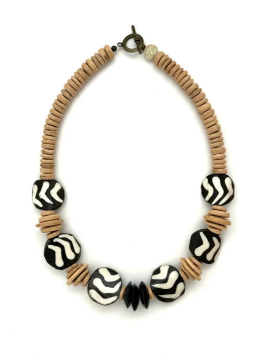 Perri Necklace - Brown/Black/White by Anchor Beads