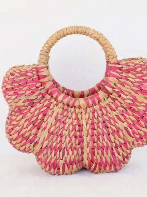 Medium Water Hyacinth Scalloped Handbag