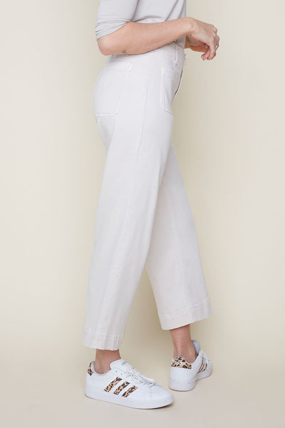 Woven Wide Leg Pant Oyster by Renuar