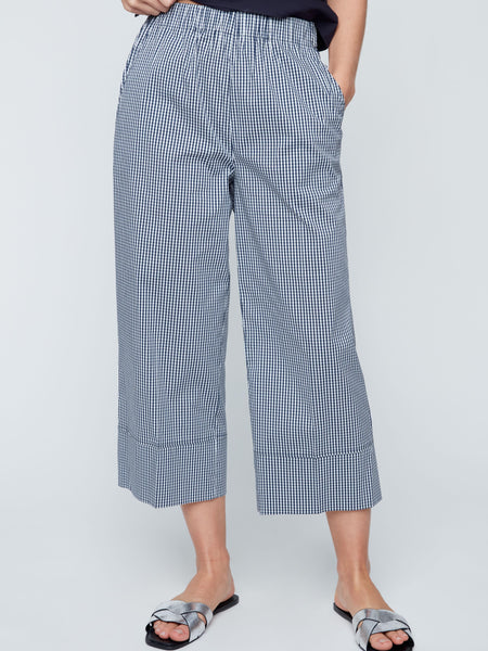 Gingham Cropped Pants Indigo by Renuar