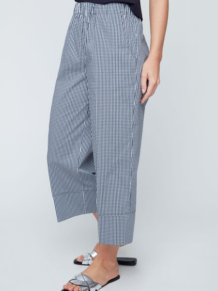 Gingham Cropped Pants Indigo by Renuar