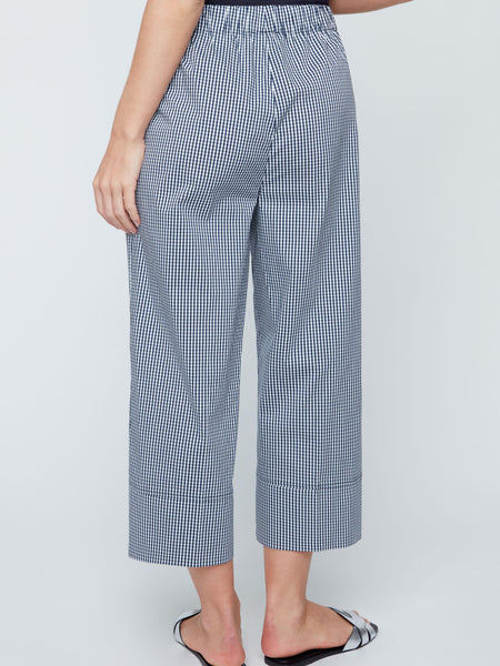 Gingham Cropped Pants Indigo by Renuar