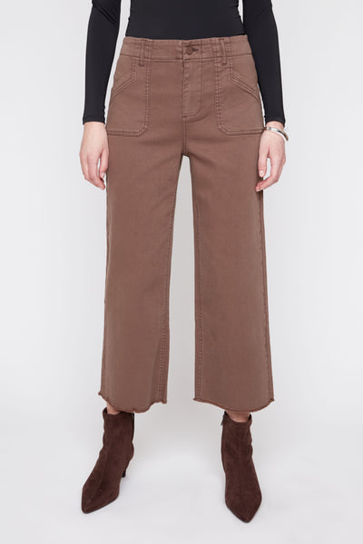 Wide Leg Crop Jean Chocolate by Renuar