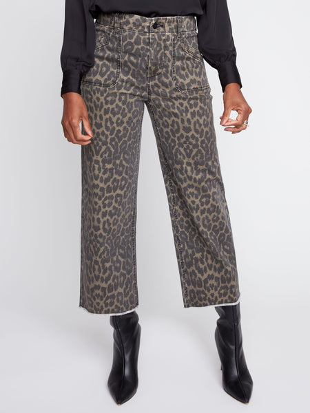 Leopard Wide Leg Crop Jean by Renuar