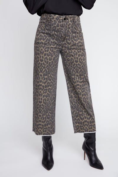 Leopard Wide Leg Crop Jean by Renuar