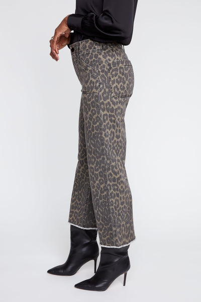 Leopard Wide Leg Crop Jean by Renuar