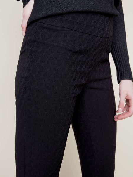 Textured Ankle Pant Black by Renuar