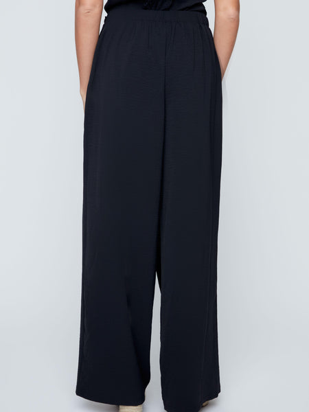 Black Wrap-Front Wide Leg Pant by Renuar