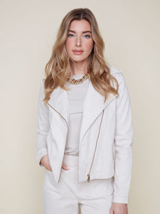 Lux Tencel Moto Jacket Oyster by Renuar