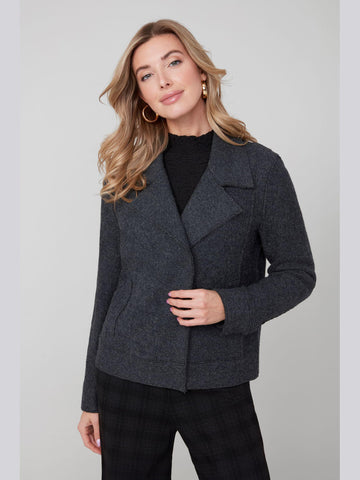 Boiled Wool Moto Jacket Charcoal by Renuar