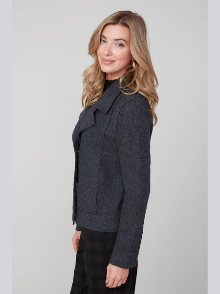 Boiled Wool Moto Jacket Charcoal by Renuar