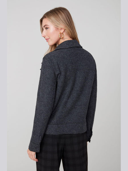 Boiled Wool Moto Jacket Charcoal by Renuar