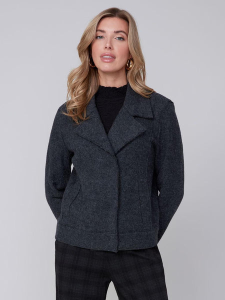 Boiled Wool Moto Jacket Charcoal by Renuar