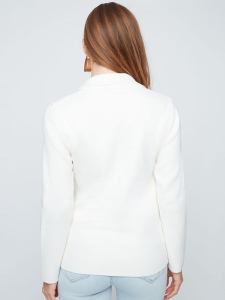 Frayed-Edge Knit Jacket Creme by Renuar