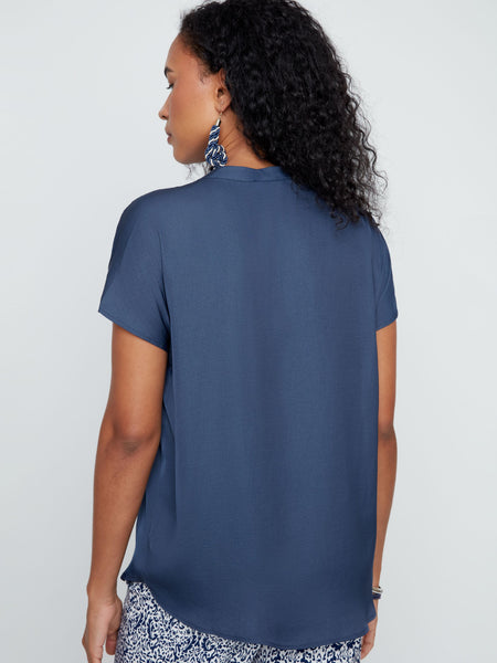 Short Sleeve Airflow Blouse Indigo by Renuar