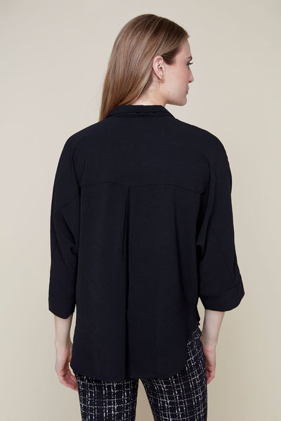 3-Button 3/4 Sleeve Blouse Black by Renuar