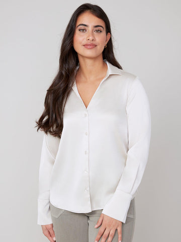 Waffle Texture Woven Blouse Oyster by Renuar