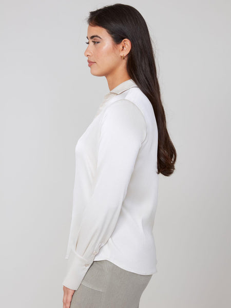 Waffle Texture Woven Blouse Oyster by Renuar