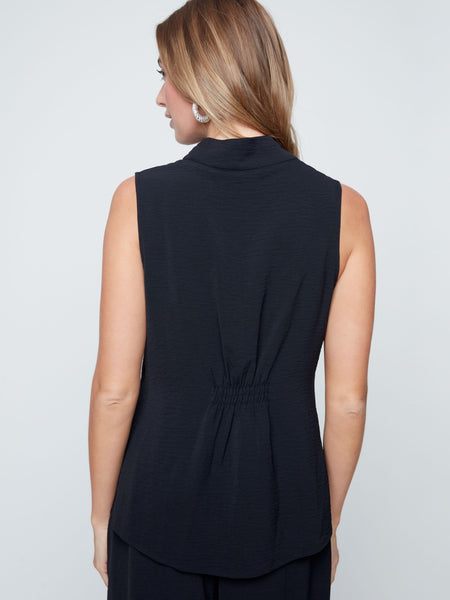 Black Sleeveless V-Neck Blouse by Renuar