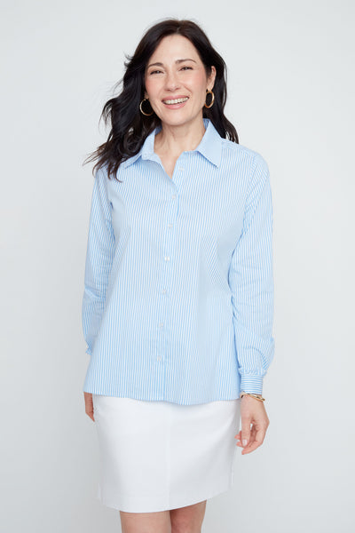Striped Button Up Blue by Renuar