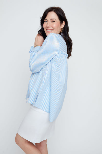 Striped Button Up Blue by Renuar