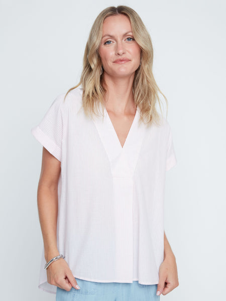 Light Pink Seersucker Top by Renuar