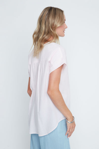 Light Pink Seersucker Top by Renuar