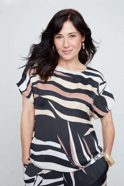 Mocha Print Top by Renuar