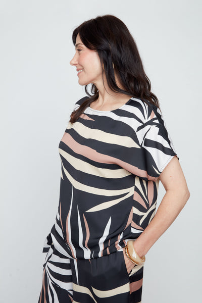 Mocha Print Top by Renuar