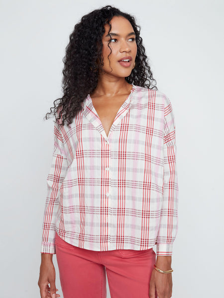 Scarlet Plaid Button-Front Blouse by Renuar